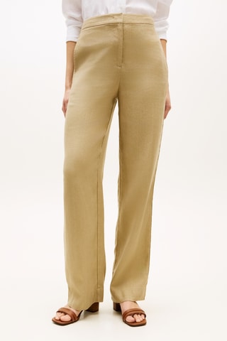 Pantalón straight de lino - Beige