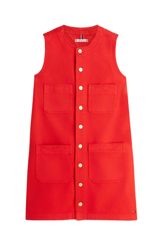 Vestido recto vaquero - Rojo