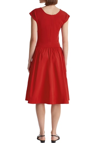 Vestido evasé efecto doble prenda - Rojo