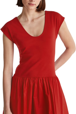 Vestido evasé efecto doble prenda - Rojo