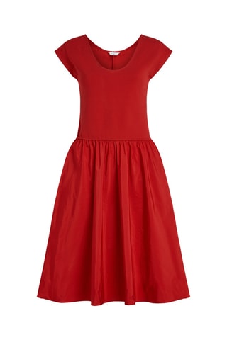 Vestido evasé efecto doble prenda - Rojo