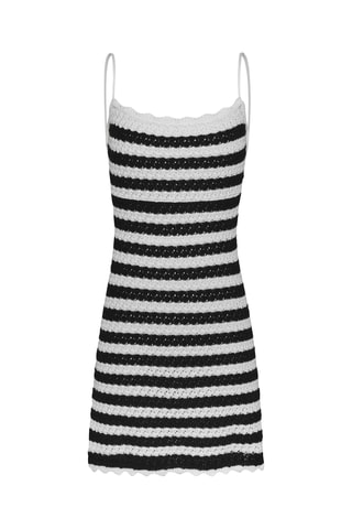 Vestido recto de algodón orgánico - Negro y blanco