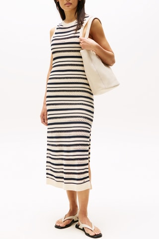 Vestido midi de algodón orgánico - Beige