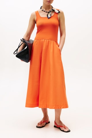 Vestido midi de algodón orgánico - Naranja