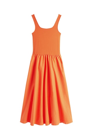 Vestido midi de algodón orgánico - Naranja
