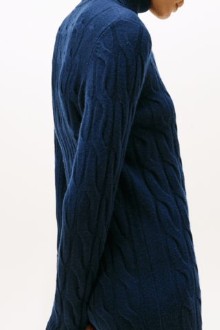 Vestido jersey de lana - Azul marino