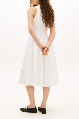 Vestido midi en lino - Blanco