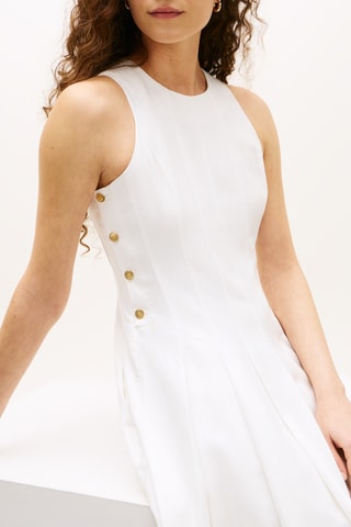 Vestido midi en lino - Blanco
