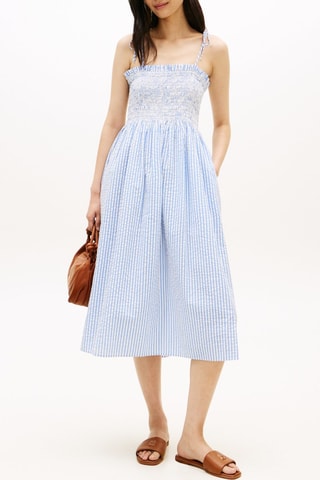 Vestido midi de algodón orgánico - Celeste