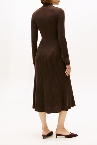 Vestido jersey de lana - Marrón oscuro