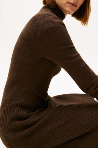 Vestido jersey de lana - Marrón oscuro