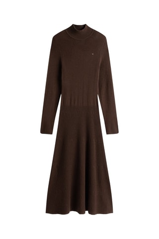 Vestido jersey de lana - Marrón oscuro