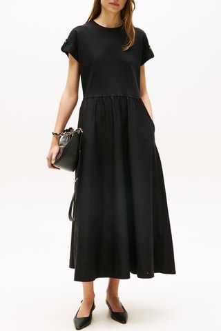 Vestido midi de algodón orgánico - Negro