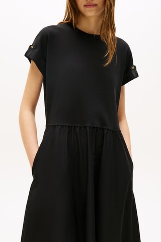 Vestido midi de algodón orgánico - Negro