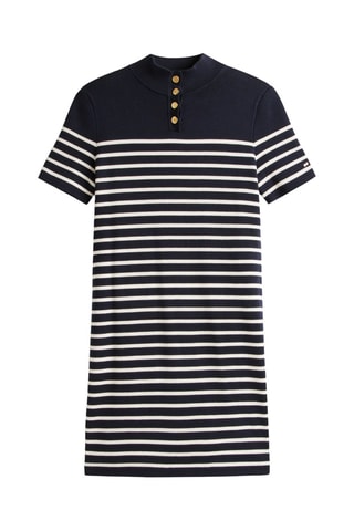 Vestido camiseta de algodón orgánico - Azul marino y blanco
