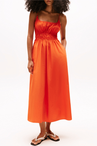 Vestido largo de algodón orgánico - Naranja