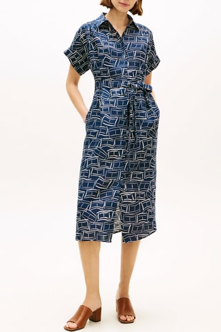 Vestido camisero de lino - Azul marino