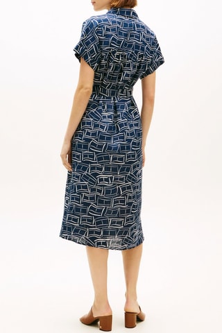 Vestido camisero de lino - Azul marino