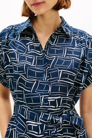 Vestido camisero de lino - Azul marino
