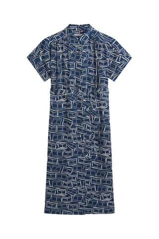 Vestido camisero de lino - Azul marino