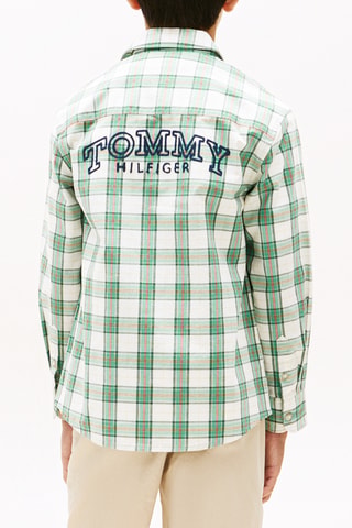 Camisa regular fit - Verde claro y blanco