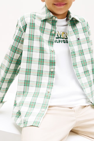 Camisa regular fit - Verde claro y blanco