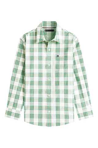 Camisa regular fit - Verde claro y blanco