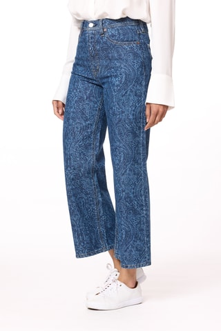 Jean wide legs 7/8 taille haute - Bleu