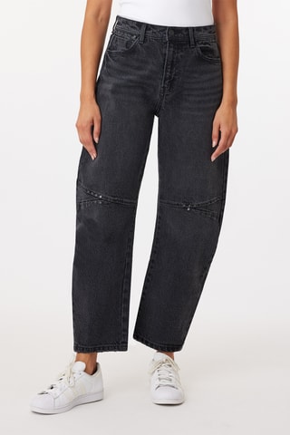 Jean barrel taille haute - Noir
