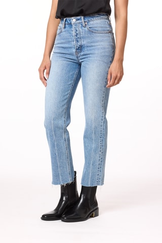 Jean straight taille haute - Ciel
