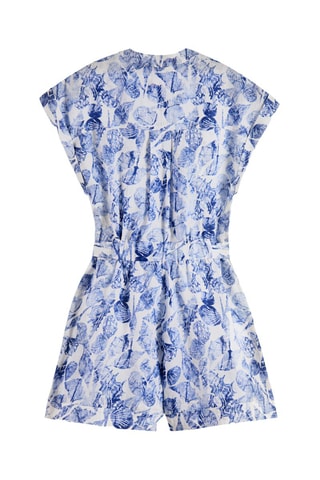 Combishort en lin - Blanc et bleu