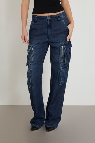 Jean cargo taille haute Kori - Bleu nuit