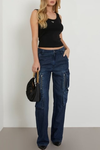 Jean cargo taille haute Kori - Bleu nuit