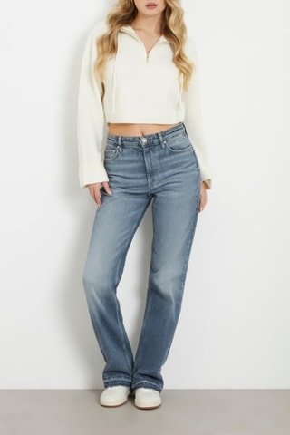 Jean droit taille haute - Bleu marine