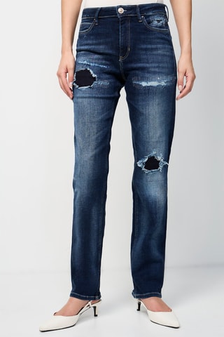 Jean straight taille haute - Bleu marine