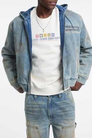 Veste en jean à capuche - Bleu