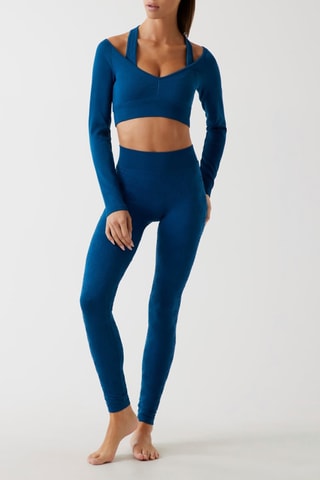 Crop top trompe-l’œil - Bleu canard
