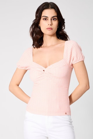 Top - Rose poudré et blanc
