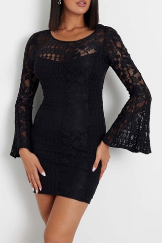 Robe fourreau en dentelle - Noir