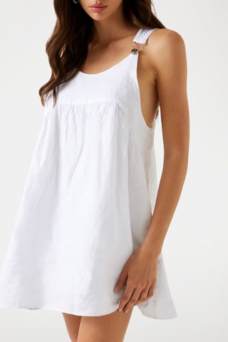 Robe-salopette en lin - Blanc