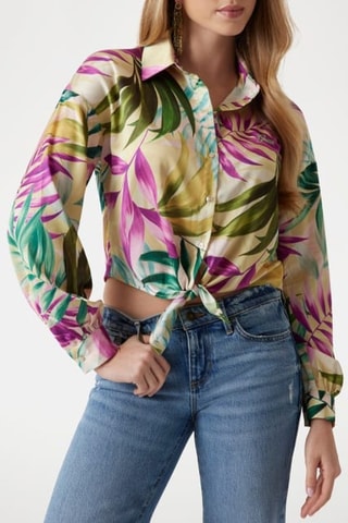 Chemisier noué Bowed - Vert et rose