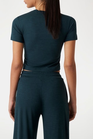 T-shirt cropped - Vert foncé chiné