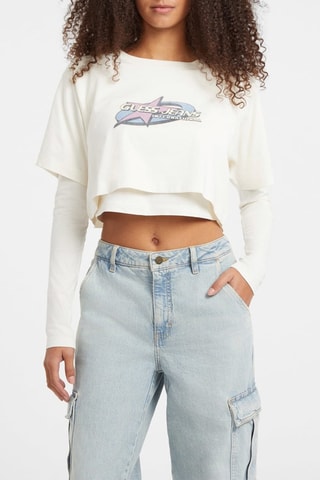 T-shirt cropped trompe-l'œil - Blanc