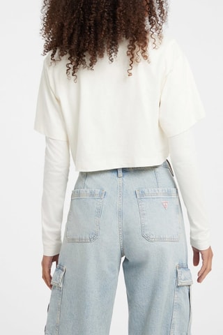 T-shirt cropped trompe-l'œil - Blanc