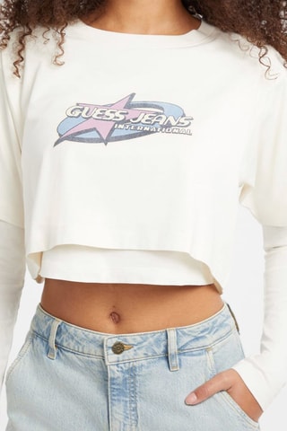 T-shirt cropped trompe-l'œil - Blanc