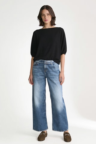 Jean baggy taille basse - Bleu