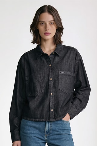 Chemise courte en jean - Noir