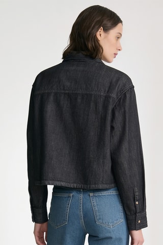 Chemise courte en jean - Noir