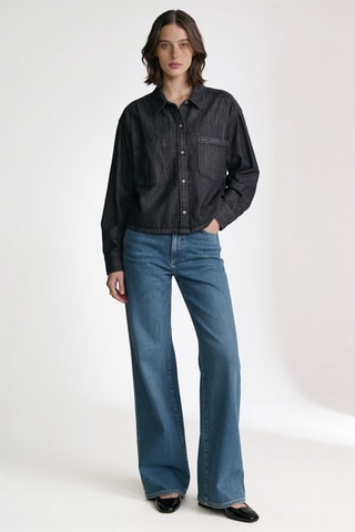 Chemise courte en jean - Noir