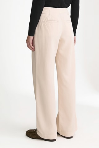 Pantalon wide legs en lin taille haute - Beige clair